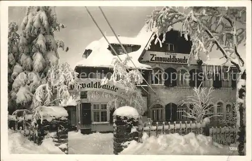 AK / Ansichtskarte Zinnwald Georgenfeld Berggasthaus Zinnwaldbaude im Winter Kat. Altenberg