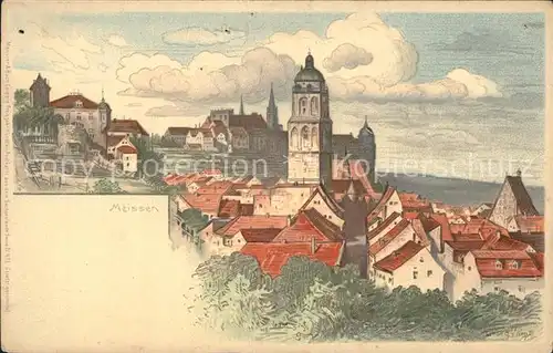 AK / Ansichtskarte Meissen Elbe Sachsen Altstadt Frauenkirche Kuenstlerkarte Kat. Meissen