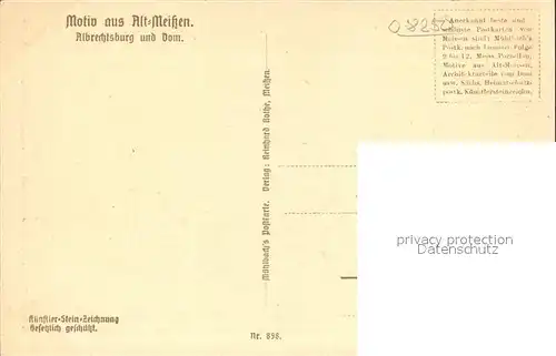 AK / Ansichtskarte Alt Meissen Elbe Burgberg Albrechtsburg und Dom Kuenstler Steinzeichnung Kat. Meissen