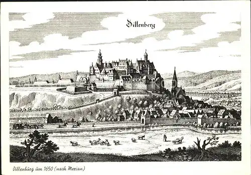 AK / Ansichtskarte Dillenburg Burg um 1650 nach Merian Kat. Dillenburg