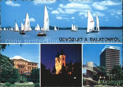 AK / Ansichtskarte Balaton Plattensee Segelregatta Hotel Kirche Kat. Ungarn