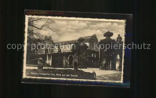 AK / Ansichtskarte Dessau Rosslau Lustgarten Tor Blick auf das Schloss Kat. Dessau Rosslau