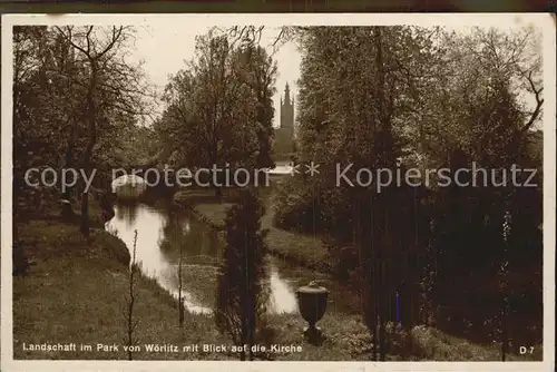 AK / Ansichtskarte Woerlitz Park Landschaft Goldene Urne Kirche Kat. Woerlitz