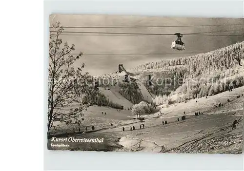 AK / Ansichtskarte Oberwiesenthal Erzgebirge Sportgelaende Wintersportplatz Skisprungschanze Bergbahn Kat. Oberwiesenthal