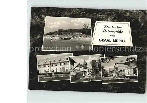 AK / Ansichtskarte Graal Mueritz Ostseebad Strand Rosa Luxemburg Strasse Karl Marx Strasse Seeheilbad Richard Assmann Kat. Seeheilbad Graal Mueritz