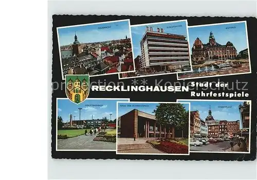 AK / Ansichtskarte Recklinghausen Westfalen Rathaus Haus der Ruhrfestspiele Hauptbahnhof Europahotel Marktplatz Kat. Recklinghausen