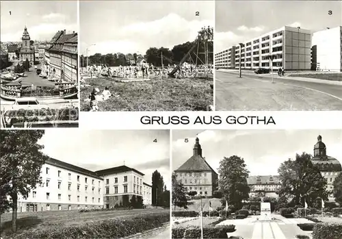 AK / Ansichtskarte Gotha Thueringen Hauptmarkt Volksbad Neubauten Fachschule fuer Finanzwirtschaft Schloss Kat. Gotha