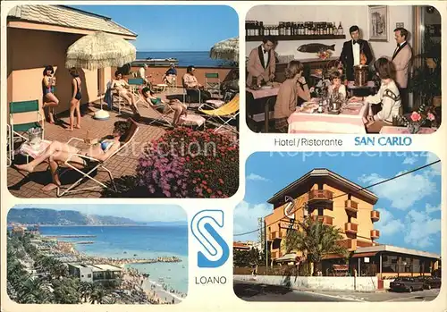 AK / Ansichtskarte Loano Hotel Ristorante San Carlo Spiaggia Strand Meerblick Kat. Italien