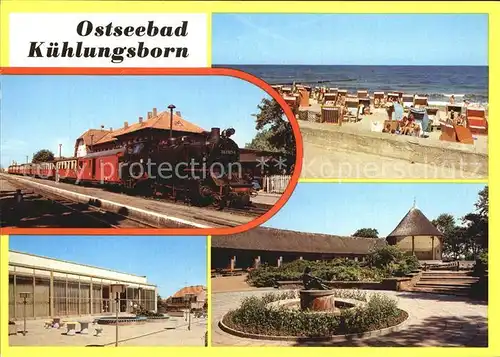 AK / Ansichtskarte Kuehlungsborn Ostseebad Strand Molli Dampflok am Bahnhof Kat. Kuehlungsborn