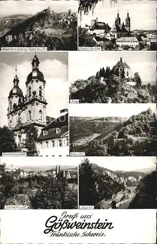 AK / Ansichtskarte Goessweinstein Burg Basilika Wallfahrtskirche Wiesenttal Talblick Kat. Goessweinstein