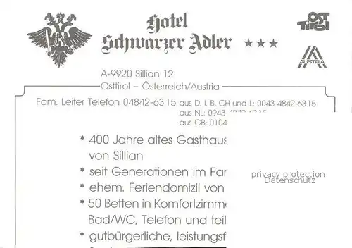 AK / Ansichtskarte Sillian Tirol Hotel Schwarzer Adler Kat. Sillian Osttirol