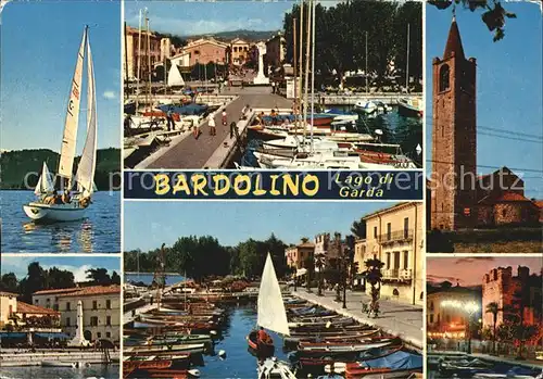 AK / Ansichtskarte Bardolino Gardasee Bootsanlegestelle Segelboote Kirche
