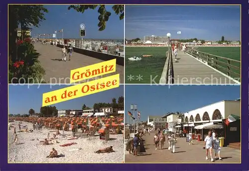 AK / Ansichtskarte Groemitz Ostseebad Strand Promenade Steg Kat. Groemitz