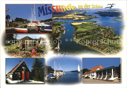 AK / Ansichtskarte Missunde an der Schlei Yachthafen Gaststaette Pavillon Fliegeraufnahme Kat. Brodersby