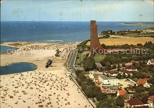 AK / Ansichtskarte Laboe Ostseebad Strand Marine Ehrenmal Fliegeraufnahme