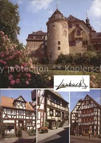 AK / Ansichtskarte Laubach Hessen Schloss mit Silberturm Altstadt Fachwerk Kat. Laubach Vogelsberg