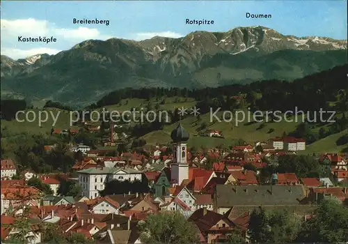 AK / Ansichtskarte Immenstadt Allgaeu Ortsansicht mit Kirche Daumengruppe Allgaeuer Alpen Kat. Immenstadt i.Allgaeu