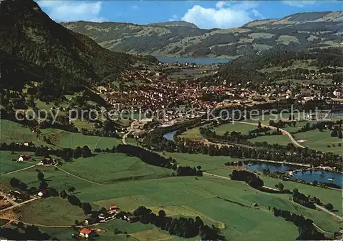 AK / Ansichtskarte Immenstadt Allgaeu Panorama Allgaeuer Alpen Fliegeraufnahme Kat. Immenstadt i.Allgaeu