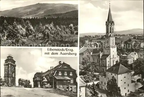 AK / Ansichtskarte Eibenstock mit Auersberg und Kirche Kat. Eibenstock