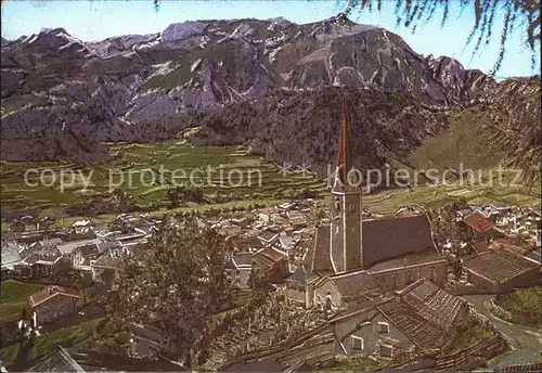 AK / Ansichtskarte Nauders Tirol Ortsansicht mit Kirche Panorama Oberinntal Kuenstlerkarte Kat. Nauders
