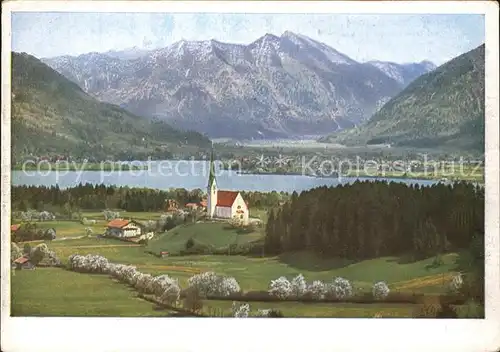 AK / Ansichtskarte Bad Wiessee Panorama Tegernsee mit Bodenschneid Alpen Kat. Bad Wiessee
