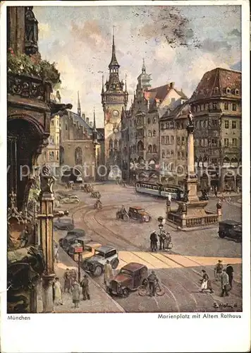 AK / Ansichtskarte Muenchen Marienplatz mit altem Rathaus Kat. Muenchen