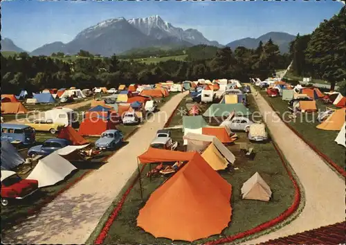 AK / Ansichtskarte Schoenau Koenigssee Internationaler Campingplatz Muehlleiten mit Untersberg Berchtesgadener Alpen Kat. Schoenau a.Koenigssee
