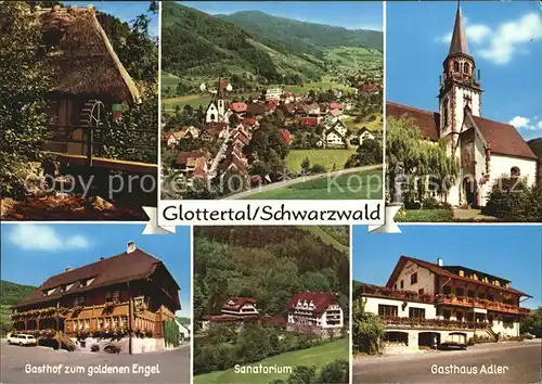 AK / Ansichtskarte Glottertal Panorama Schwarzwald Wasserrad Kirche Gasthoefe Sanatorium Kat. Glottertal Schwarzwald