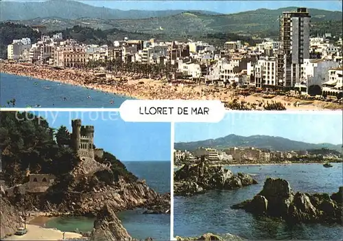 AK / Ansichtskarte Lloret de Mar Strand Hotels Fliegeraufnahme Kueste Schloss Kat. Costa Brava Spanien