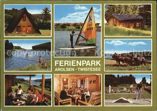 AK / Ansichtskarte Arolsen Bad Ferienpark Twistesee Twistetalsperre Windsurfen Pferdekutsche Minigolf Bungalow Kat. Bad Arolsen
