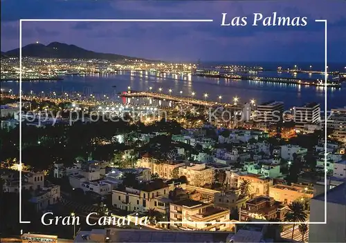 AK / Ansichtskarte Las Palmas Gran Canaria Stadtbild Hafen bei Nacht Kat. Las Palmas Gran Canaria