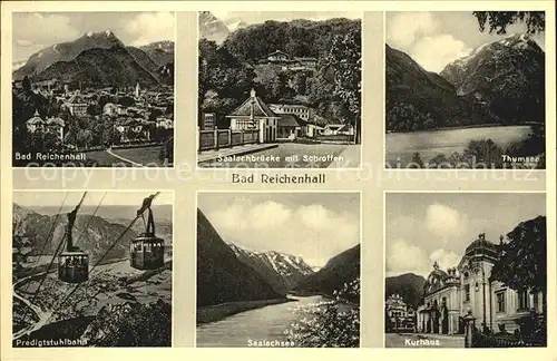 AK / Ansichtskarte Bad Reichenhall Gesamtansicht mit Alpenpanorama Saalachbruecke Schroffen Thumsee Predigtstuhlbahn Saalachsee Kurhaus Kat. Bad Reichenhall