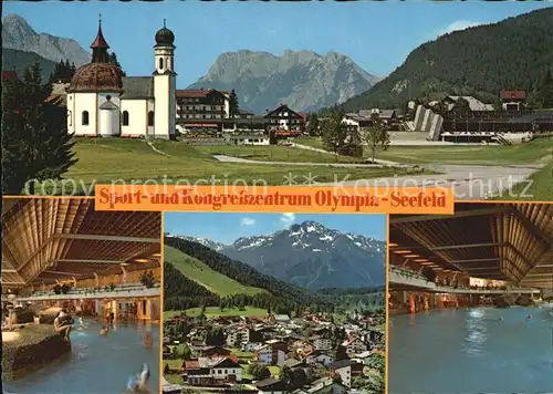 AK / Ansichtskarte Seefeld Tirol Seekirchl mit Sport und Kongresszentrum Alpenpanorama Kat. Seefeld in Tirol
