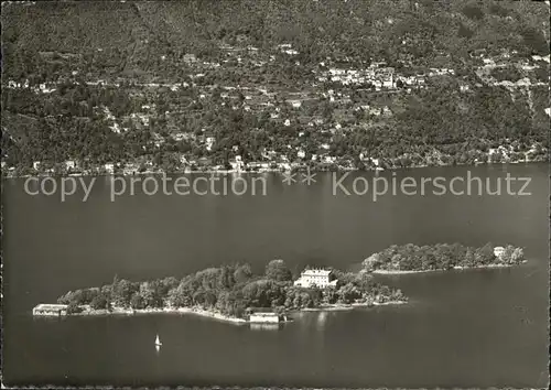 AK / Ansichtskarte Isole di Brissago Parco botanico del Cantone Ticino vista aerea verso Ronco Kat. Isole di Brissago