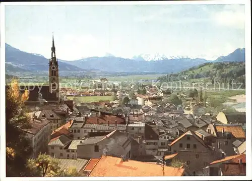 AK / Ansichtskarte Bad Toelz Ortsansicht mit Kirche mit Blick auf die Alpen Kat. Bad Toelz