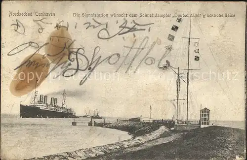 AK / Ansichtskarte Dampfer Oceanliner Deutschland Cuxhaven Signalstation  Kat. Schiffe