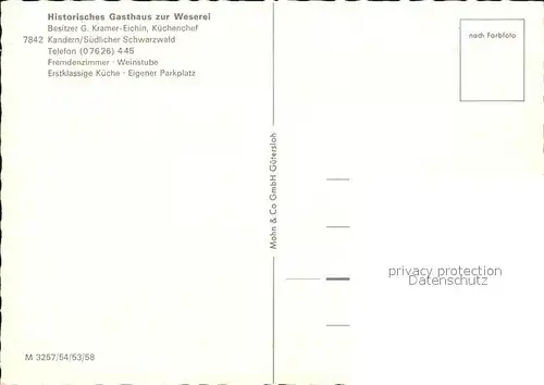 AK / Ansichtskarte Kandern Historisches Gasthaus zur Weserei Gastraum Festtafel Schwarzwald Kat. Kandern