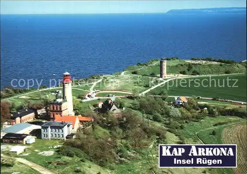 AK / Ansichtskarte Kap Arkona Leuchtturm Peilturm slawischer Burgwall Ostsee Fliegeraufnahme