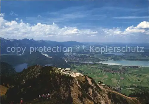 AK / Ansichtskarte Fuessen Allgaeu Blick vom Tegelberg auf Bergstation und Fuessener Land Fernsicht Kat. Fuessen