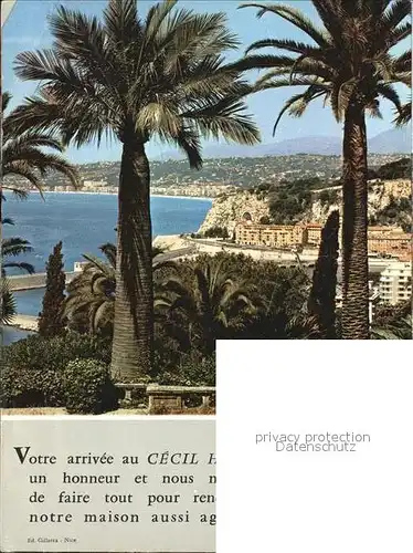 AK / Ansichtskarte Nice Alpes Maritimes Cecil Hotel Palmiers Cote Kat. Nice