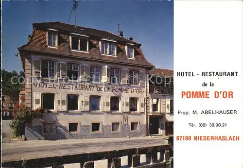 AK / Ansichtskarte Niederhaslach Hotel Restaurant de la Pomme d Or Landkarte Kat. Niederhaslach