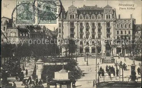 AK / Ansichtskarte Strassburg Elsass Kleberplatz Denkmal Place Kleber Monument Stempel auf AK Kat. Strasbourg