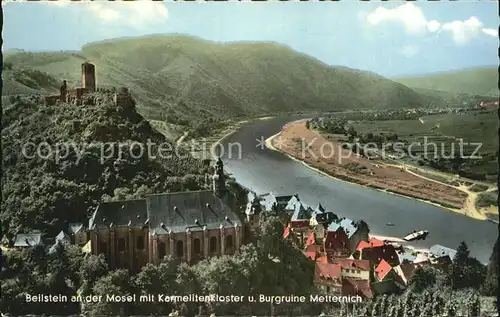 AK / Ansichtskarte Beilstein Mosel Panorama mit Karmelitenkloster und Burgruine Metternich Kat. Beilstein