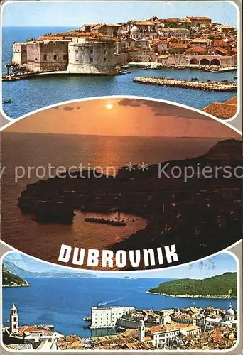 AK / Ansichtskarte Dubrovnik Ragusa Altstadt Festung Hafen Sonnenuntergang Kat. Dubrovnik