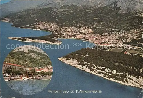 AK / Ansichtskarte Makarska Dalmatien Hafen Kuestenstadt Fliegeraufnahme Kat. Kroatien