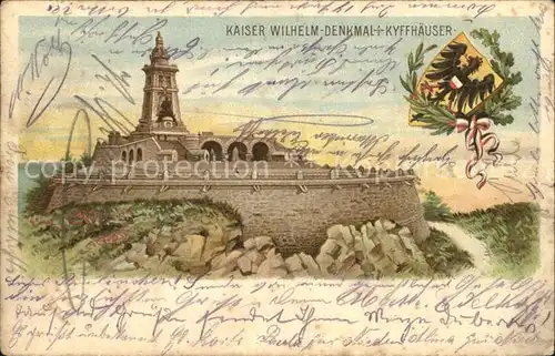 AK / Ansichtskarte Kyffhaeuser Kaiser Wilhelm Denkmal Sammelpostkarte des Deutschen Kriegerbundes Litho Kat. Bad Frankenhausen