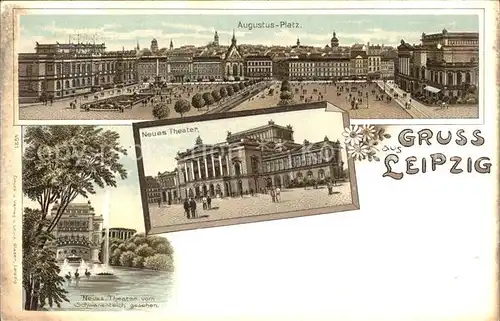 AK / Ansichtskarte Leipzig Augustusplatz Neues Theater Schwanenteich Litho Kat. Leipzig