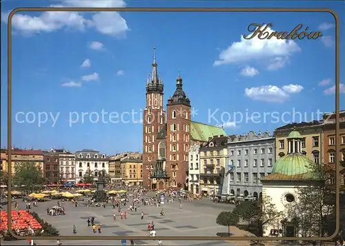 AK / Ansichtskarte Krakow Malopolskie Rynek Glowny Kosoidt Mariacki Kosciol Sw. Wojciecha Marktplatz Kirche Kat. Krakow