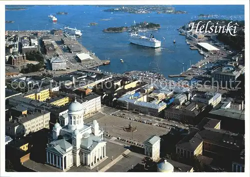 AK / Ansichtskarte Helsinki Etelaesatama Tuomiokirkko Hafen Kathedrale Fliegeraufnahme Kat. Helsinki