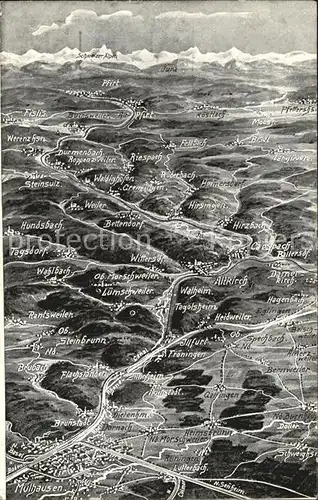 AK / Ansichtskarte Vogesen Vosges Region Schlachtfeldkarte zwischen Mulhouse und Schweizer Grenze Kat. Gerardmer